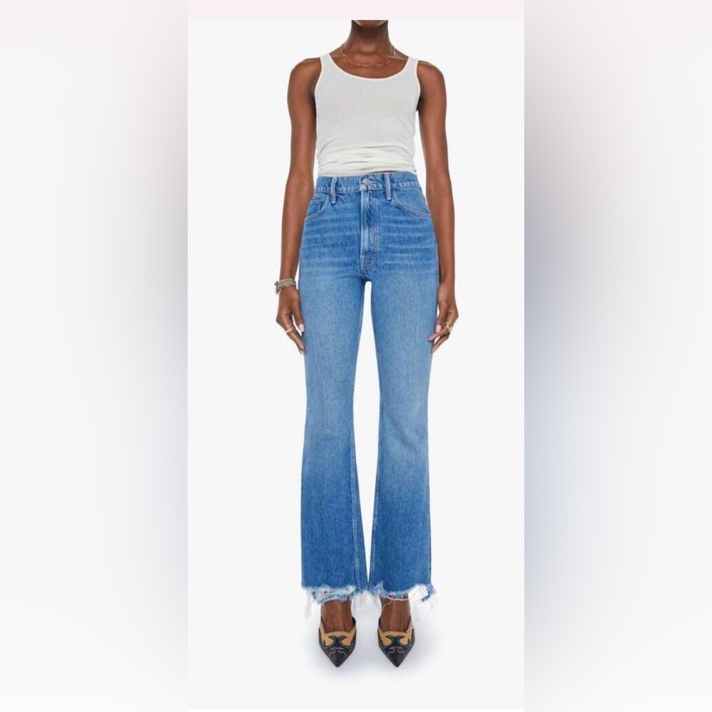 NEW MOTHER chomp heel chew bootcut jeans in chew toy